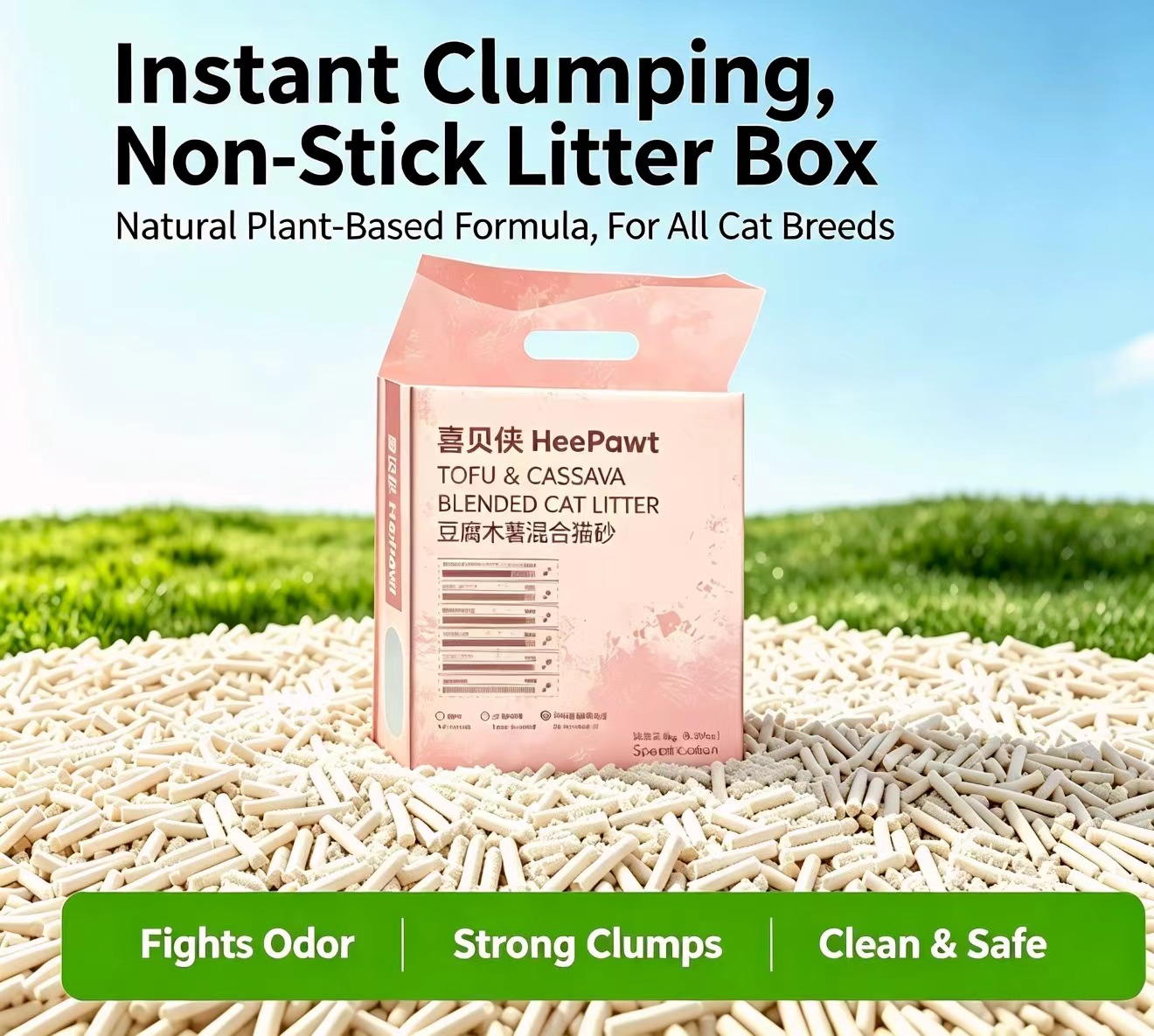 54e8999bc3a699bebab177a02bf704dc Xibei Xia Starch Mixed Tofu Cat Litter 2.4kg Odor Eliminating Antibacterial Clumping Absorbent Flushable - 图片 1